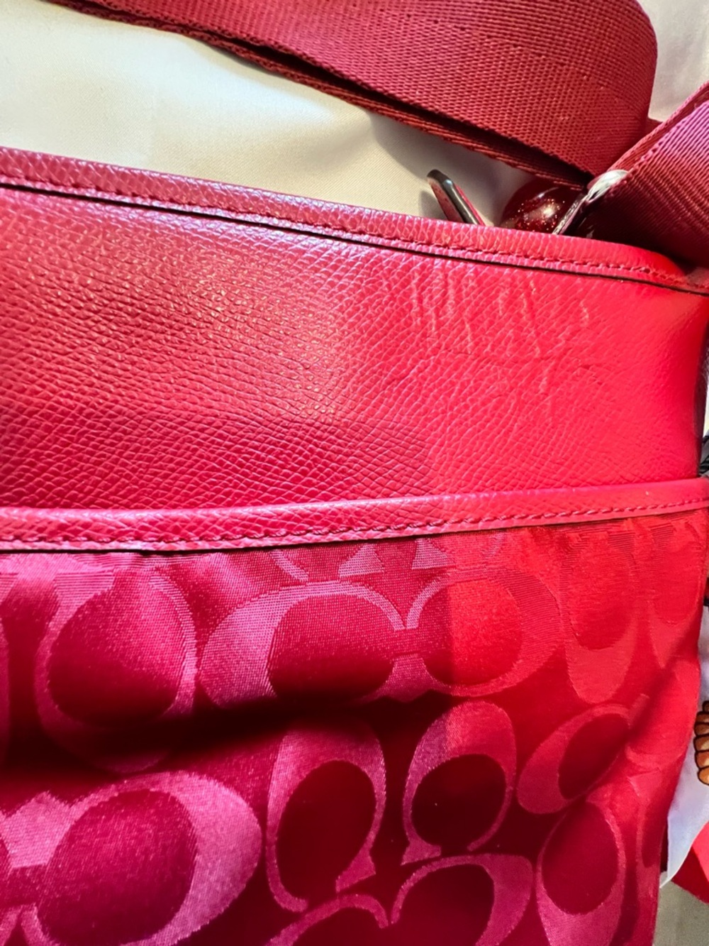 Coach Cherry Red Signature Crossbody Bag - Picture 11 of 11